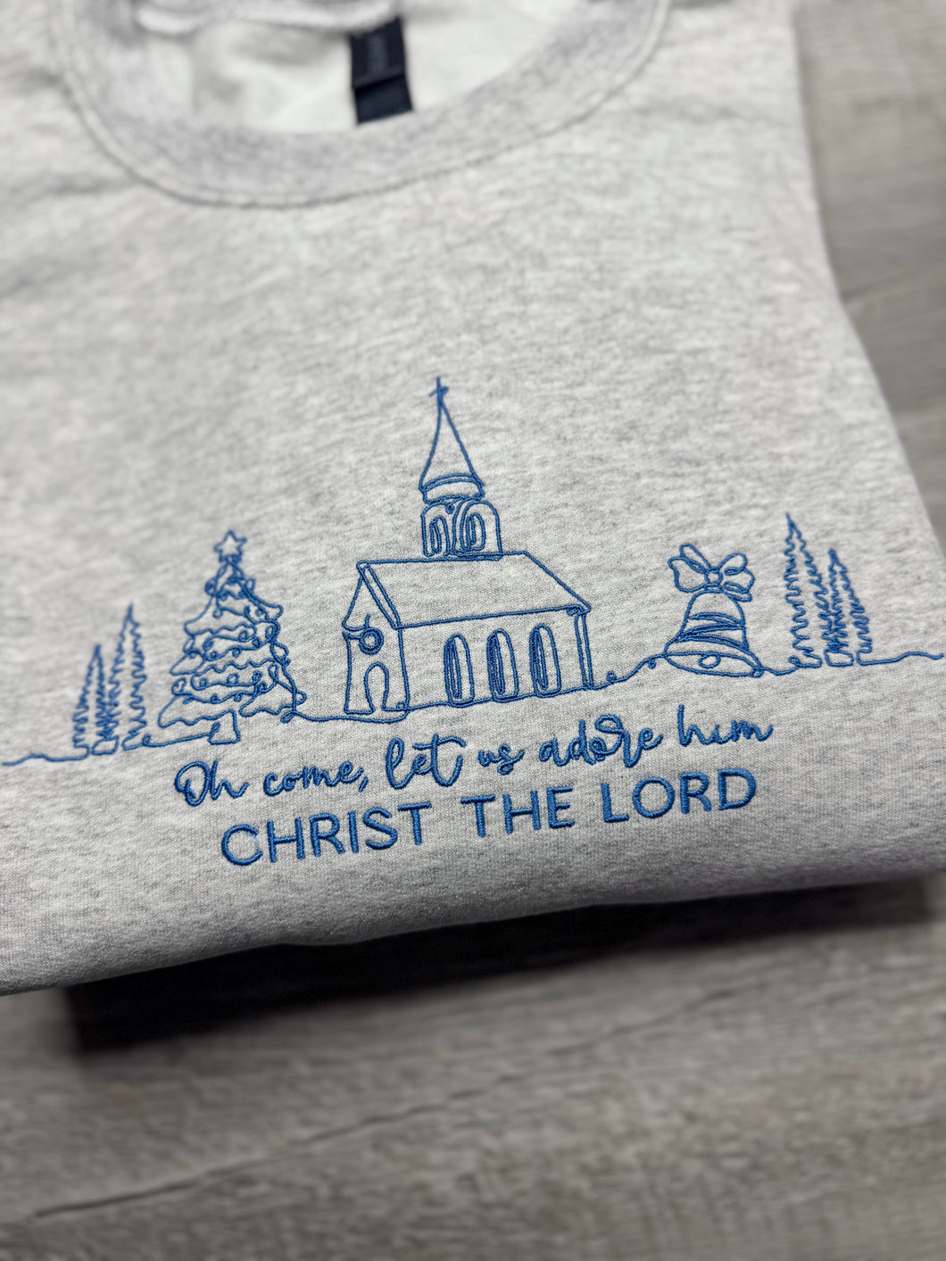 Oh Come, Let Us Adore Him Embroidered Sweatshirt