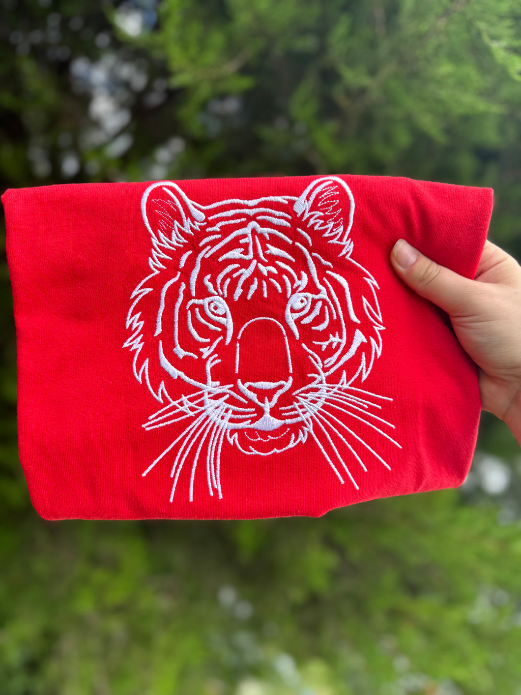 Tigers Embroidered Red T-Shirt