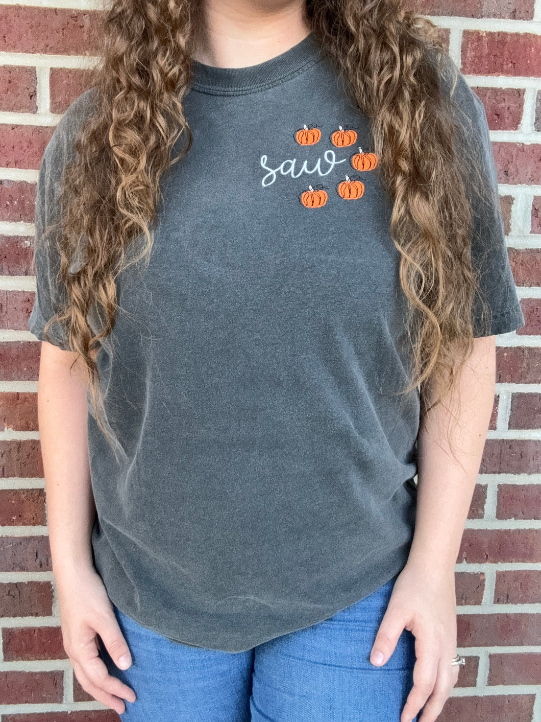 Pumpkin Monogram Embroidered Shirt