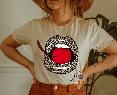 Leopard Lips (tan shirt)